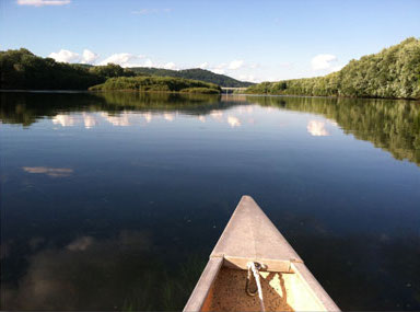 Canoe on river